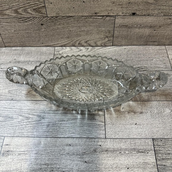Cut Glass‎ Oblong Relish Tray Candy Nut Dish (8.75x3.5x1.5") Vintage - Picture 2 of 6